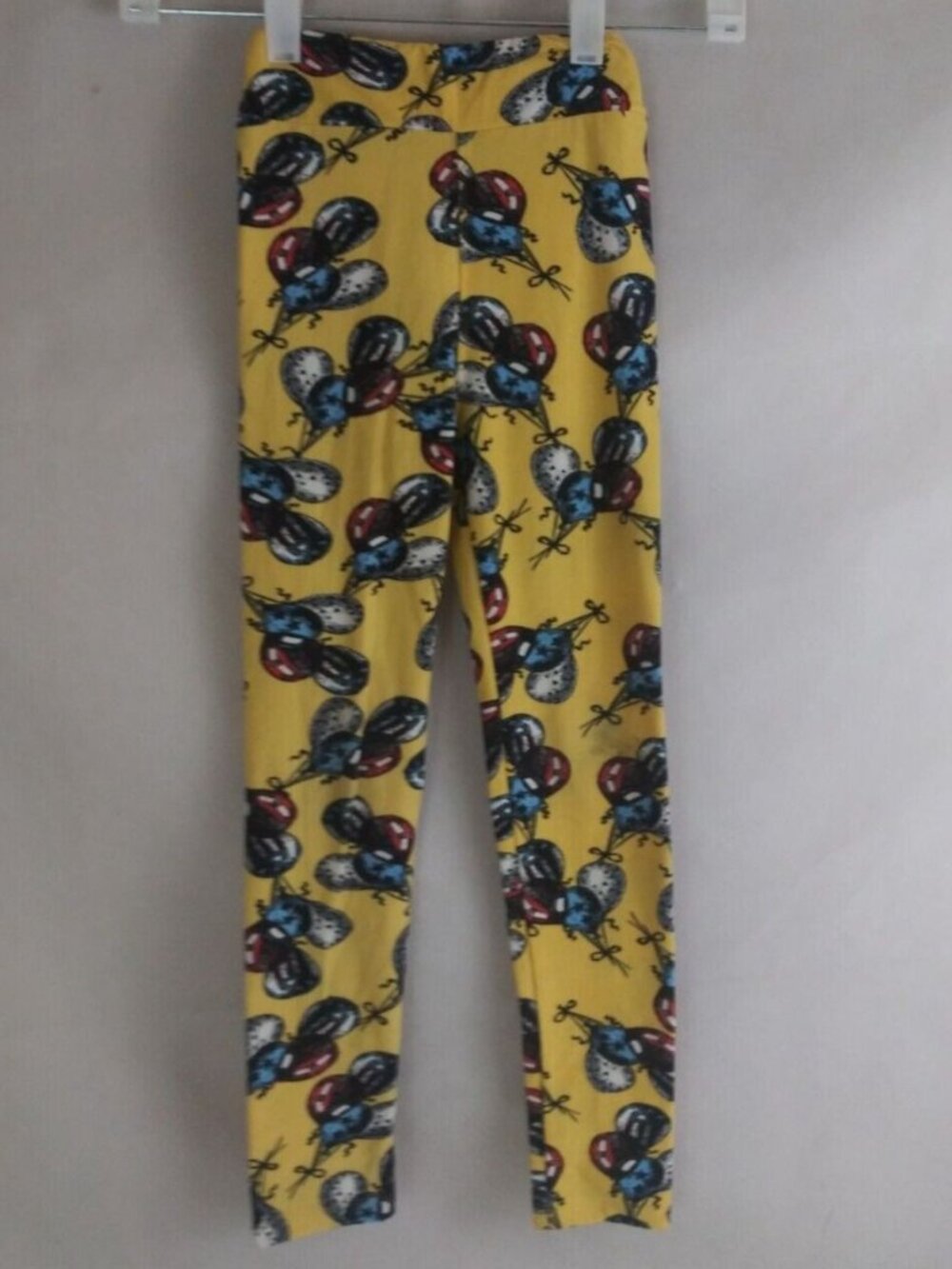 LuLaRoe Yellow Leggings With Patriotic Balloons Design Kids L/XL